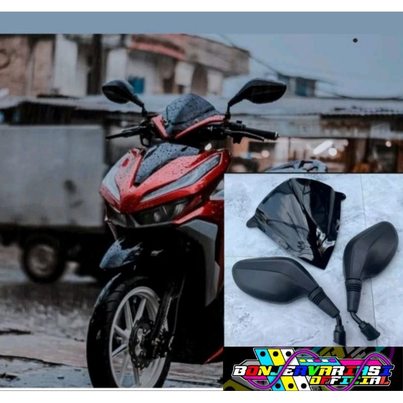 Paket variasi visor plus kaca spion click thailand pnp honda vario 125 150 led new 110 techno bahan 