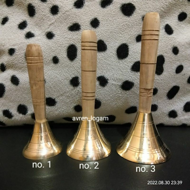 Bel kuningan / bel lonceng kuningan tangkai kayu