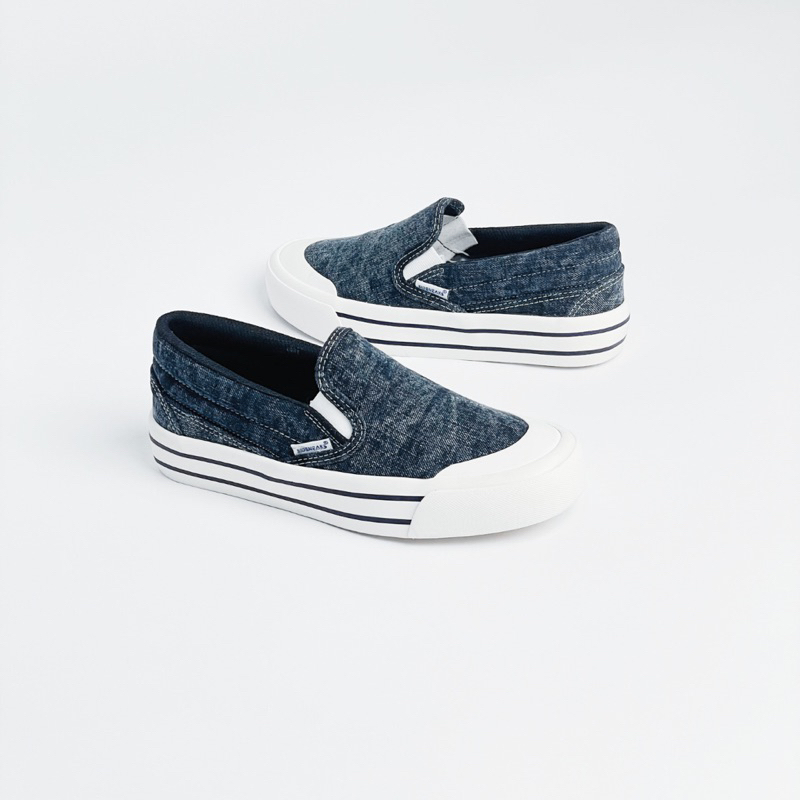 SIDSNEAKS Sepatu Slip On Pria Exelas Hugo Denim Wash Blue Stripe