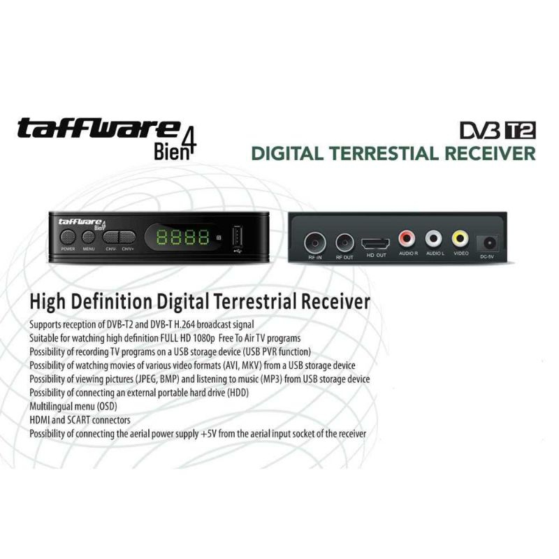 SET TOP BOX DVB T2 ,STB TAFFWARE-BIEN4 GARANSI RESMI..