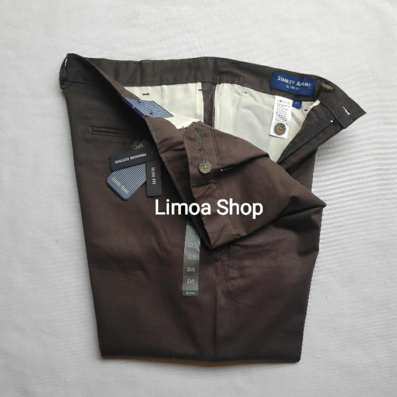 Celana Chino STANLEY ADAMS Slimfit Abu Gelap Bahan Stretch / Melar  SA 28