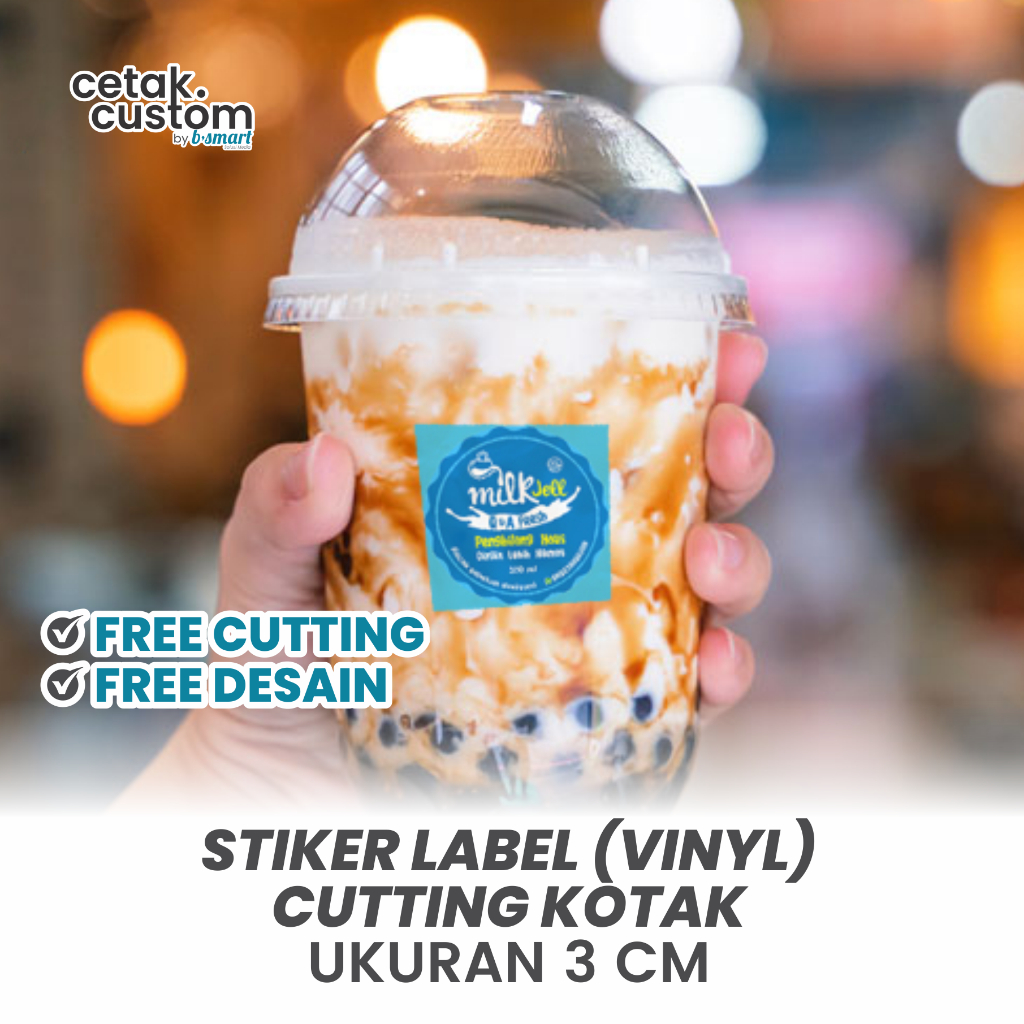 STIKER LABEL MAKANAN (VINYL)+CUTTING KOTAK UKURAN 3x3 CM
