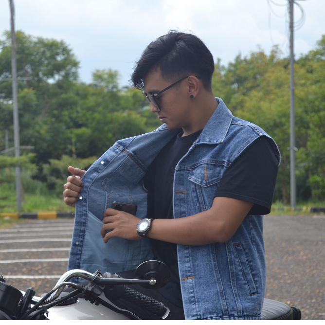 SZAS STORE | Jeans Rompi Sandwasblue/Snowblue size M-XXL | Vest Denim | Rompi Denim | Vest Pria | Ro