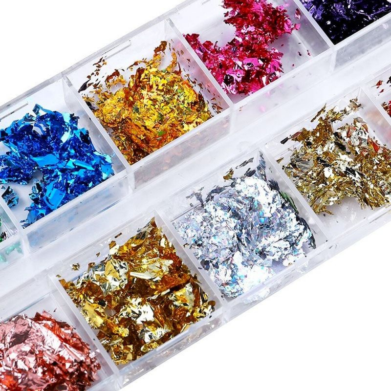 12 Warna Bubuk Glitter Kuku Glitter Hiasan Kuku Nail String Gold Hiasan Nailart Glitter Kuku Nail Art