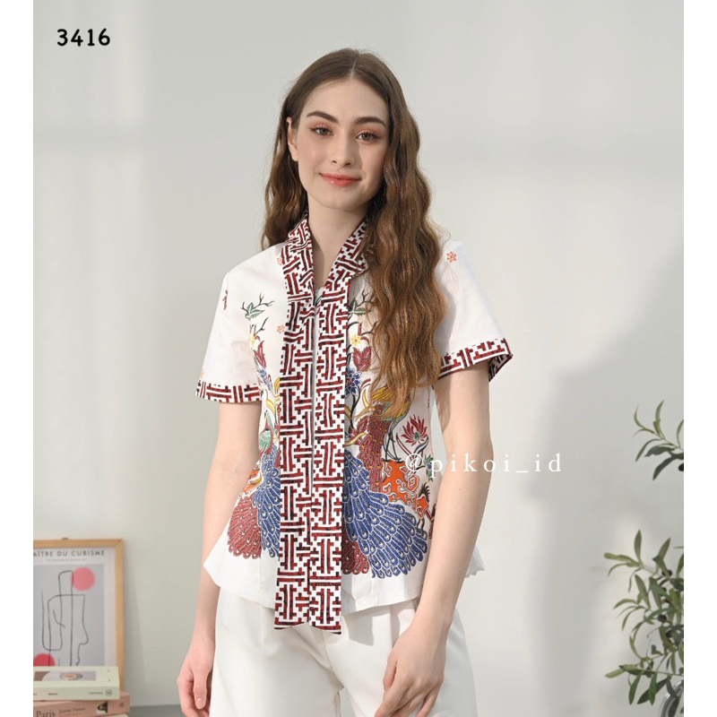 Baju batik wanita / atasan batik cewek / seragam batik kantor / blouse katun batik modern 292 pendek