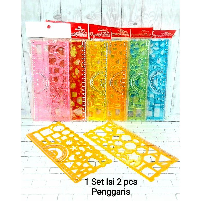 (clashop) Penggaris Bentuk / Penggaris SIRU isi 2 pcs Panjang 20 cm