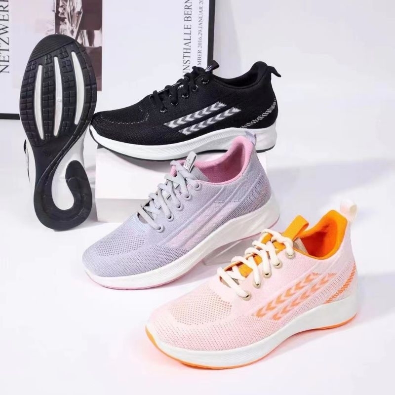 { EJ} Sepatu Olahraga wanita Rajut Sneakers Warna warni