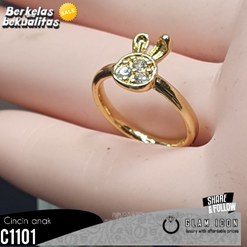 Cincin anak motif kelinci tiga mata cute C1101 CAG