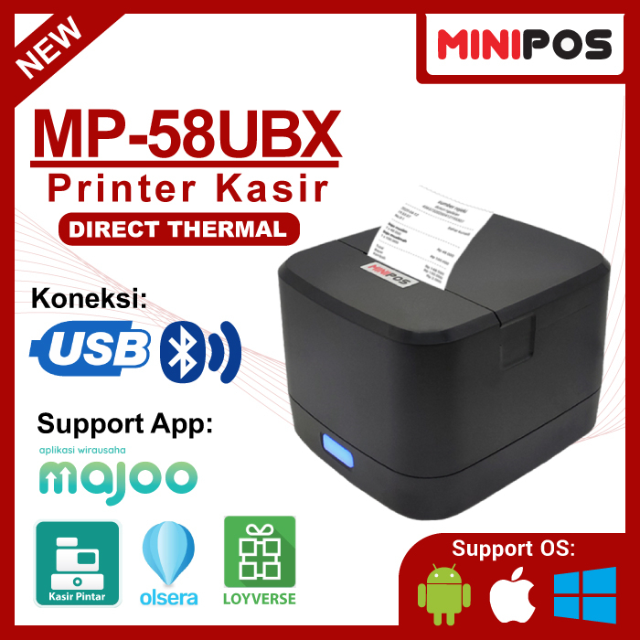 Printer Thermal 58mm Bluetooth MINIPOS MP-58UBX Cepat Murah Head Awet Struk Resi