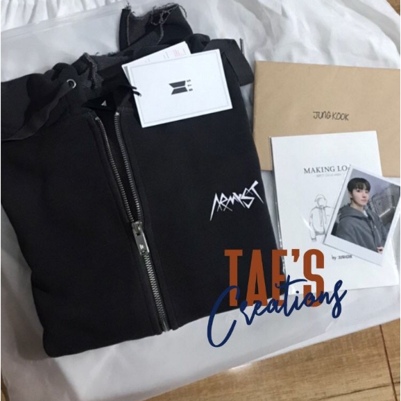 [BOOKED] Official Hoody Armyst Jungkook Grey/Black Washed Size M | JK BTS Hoodie