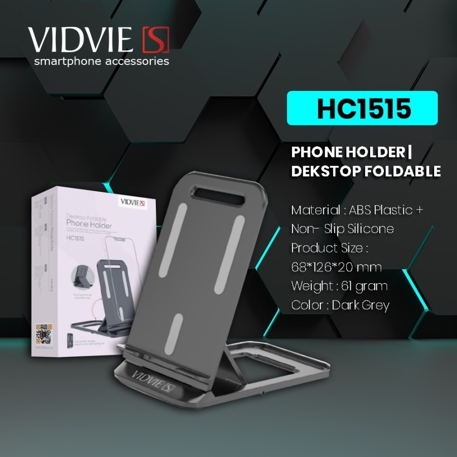 Phone holder stand vidvie s foldable abs anti slip for desktop car laptop hc1515 - Dudukan hp hc-1515
