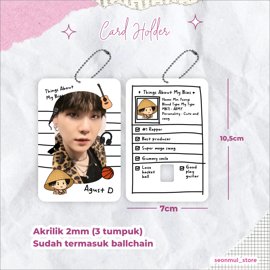 READY STOCK CAHOL KEYRING ACRYLIC AGUSTD / PHOTOCARD HOLDER AGUST D DAECHWITA / CARD HOLDER BTS SUGA