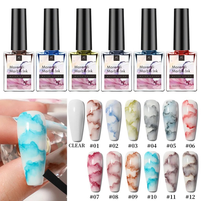 AS Morandi Blooming Gel Nail Polish Magic Water Color Blossom Marble ink Soak Off UV Gel Varnish