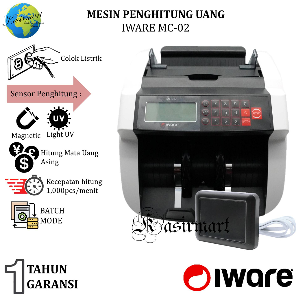 Mesin Penghitung Uang Iware MC02 UV Magnetic MG MC-02 Money Bill Counter MC 02 Free External Display