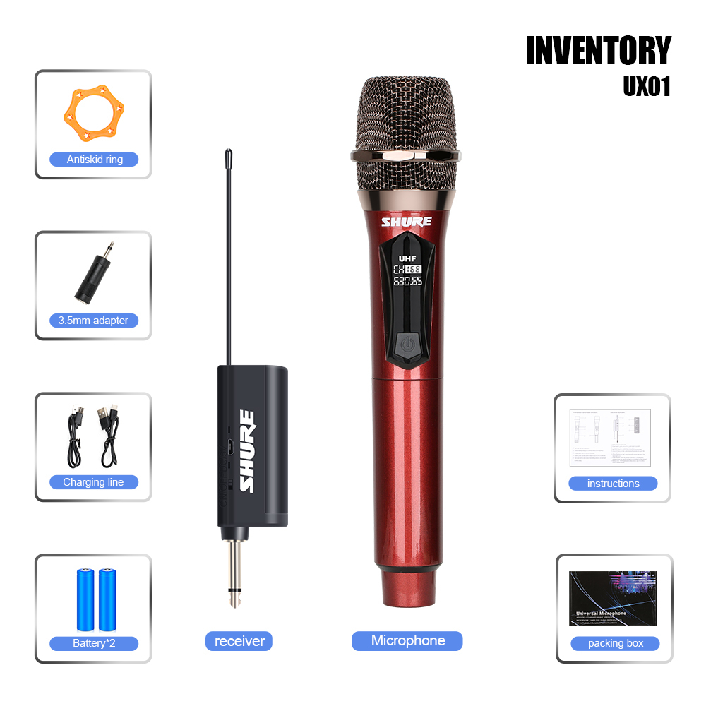 [Mikrofon Isi Ulang] UX04 profesional mikrofon nirkabel dinamis genggam profesional mikrofon nirkabel UHF mengambang UHF dalam ruangan luar ruangan K bernyanyi panggung rumah bernyanyi antarmuka tipe-c dapat dihubungkan ke peralatan audio ant