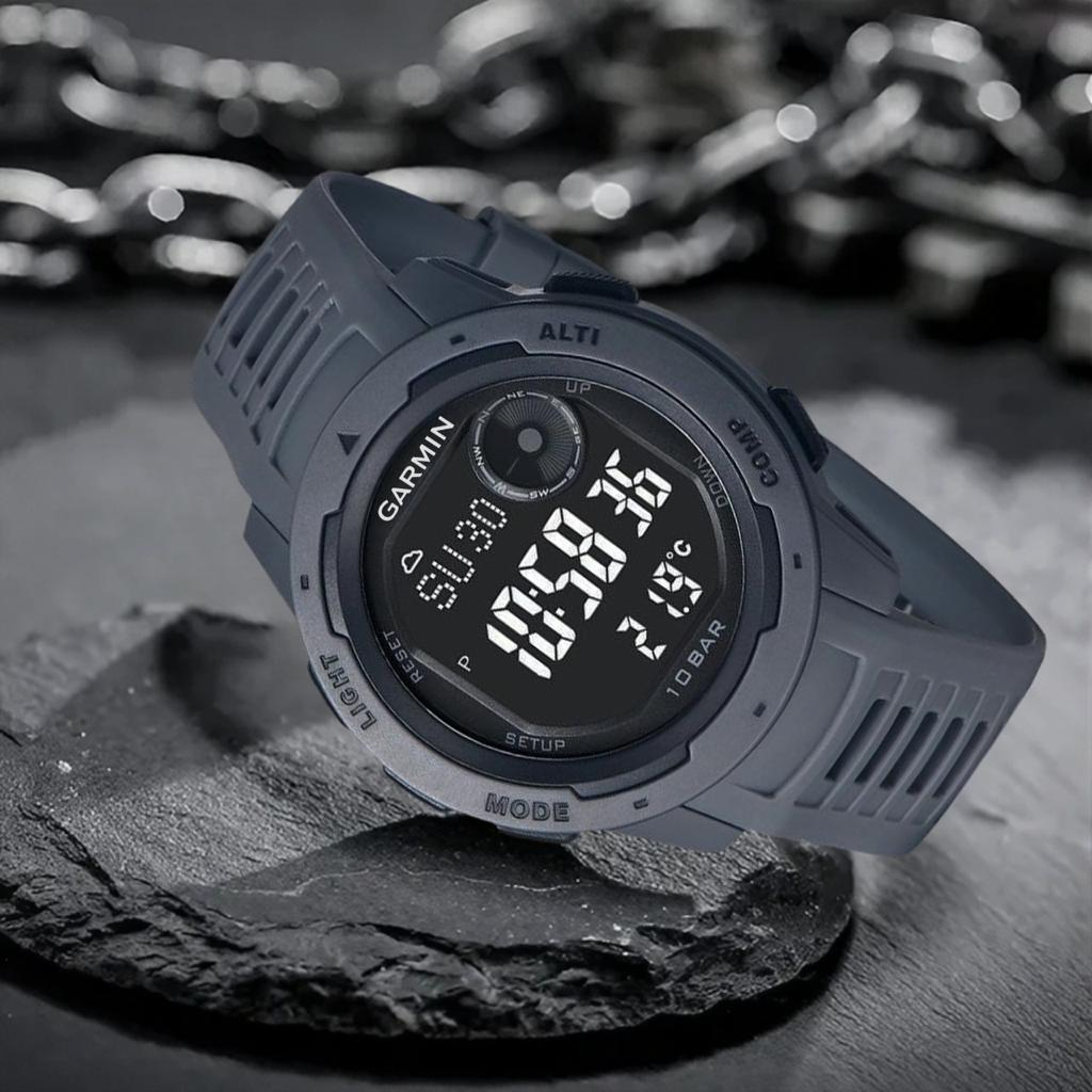 JAM TANGAN GARMIN PRIA DIGITAL J40 RUBBER TANGGAL AKTIF DM 4.5CM FREE BOX &amp; BATERAI || JAM TANGAN FASHION GARMIN PRIA