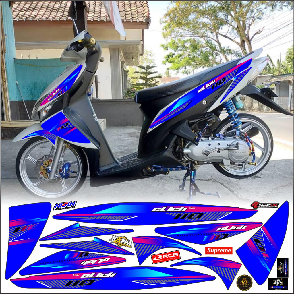 Striping Vario 110 Karbu Cw - Striping Variasi List Vario 110 Karbu Cw Racing stiker biru vario