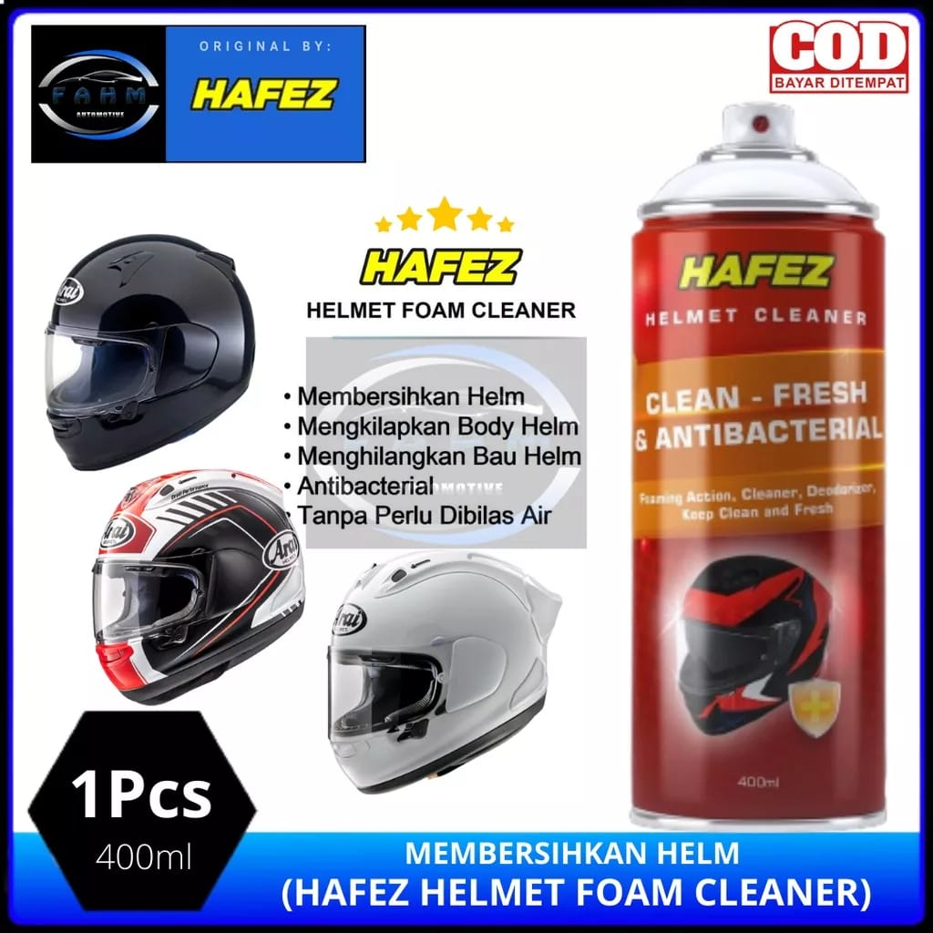 HAFEZ HELM FOAM CLEANER/FOAM PEMEBRSIH HELM DAN MENGHILANGKAN BAU HELM 400ML