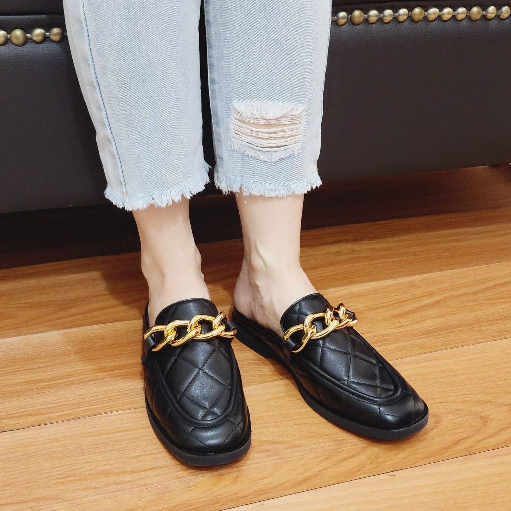 [ NEW ] Sepatu Mules Wanita C*K 484 - SNL Flat 3cm