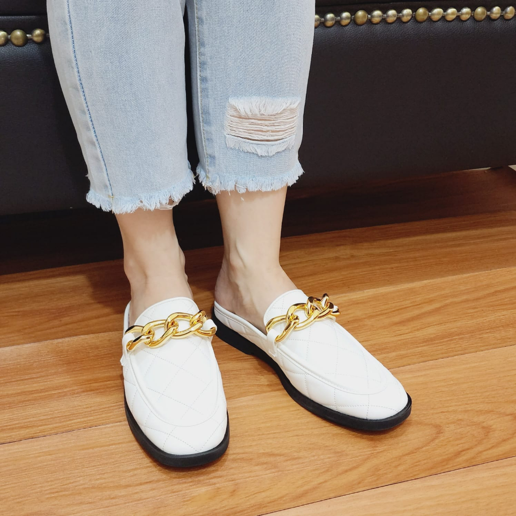 [ NEW ] Sepatu Mules Wanita C*K 484 - SNL Flat 3cm