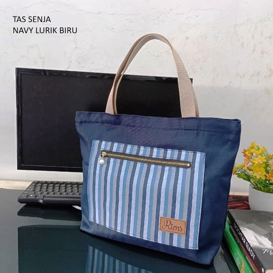 TAS KANVAS SENJA. TAS KANVAS EKSKLUSIF. TAS KANVAS PREMIUM KOMBINASI LURIK BY RIENS COLLECTIONS