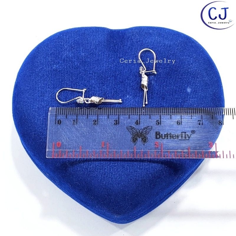 ANTING PERAK ASLI SILVER 925 LAPIS EMAS MODEL KAIT GANTUNGAN BAMBU UKIR - PERHIASAN PERAK WANITA