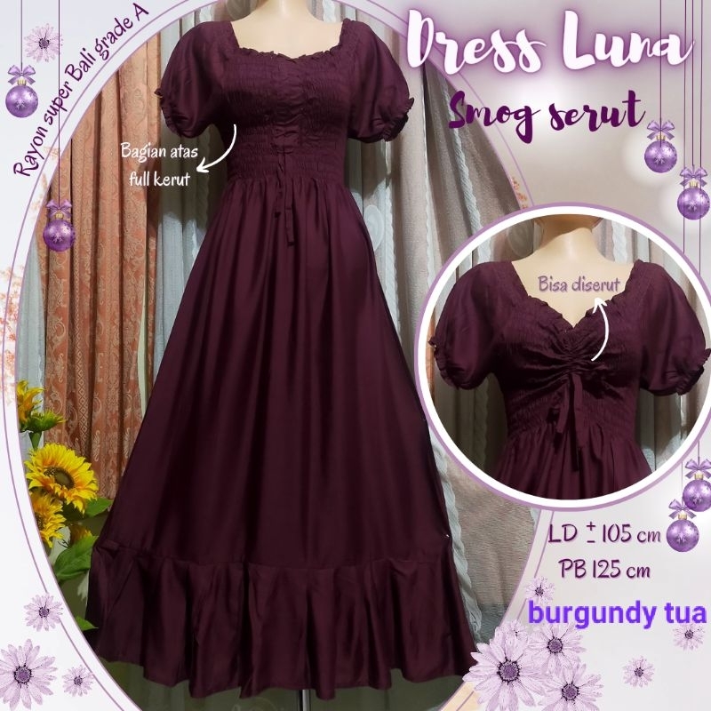 Dress Luna //Dress kerut Luna panjang //Dress Smog Luna //Kerut Luna Panjang //Dress Luna Kerut