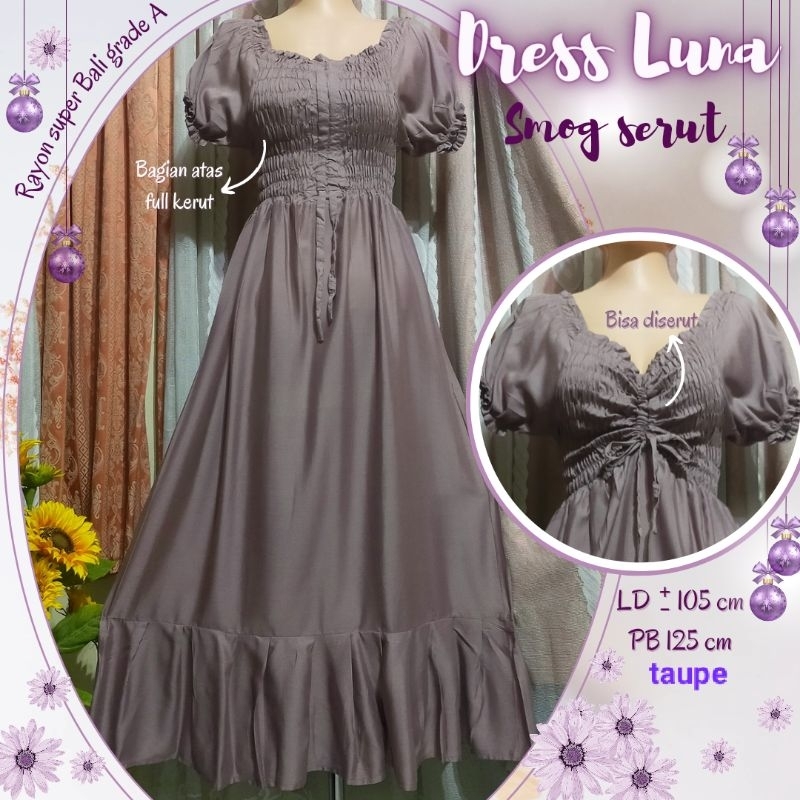 Dress Luna //Dress kerut Luna panjang //Dress Smog Luna //Kerut Luna Panjang //Dress Luna Kerut