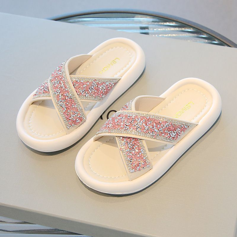 (LOLI-JKT) SD-VL22 SANDAL SLIP ON ANAK PAYET GLITTER CROSSOVER SIZE 21-35