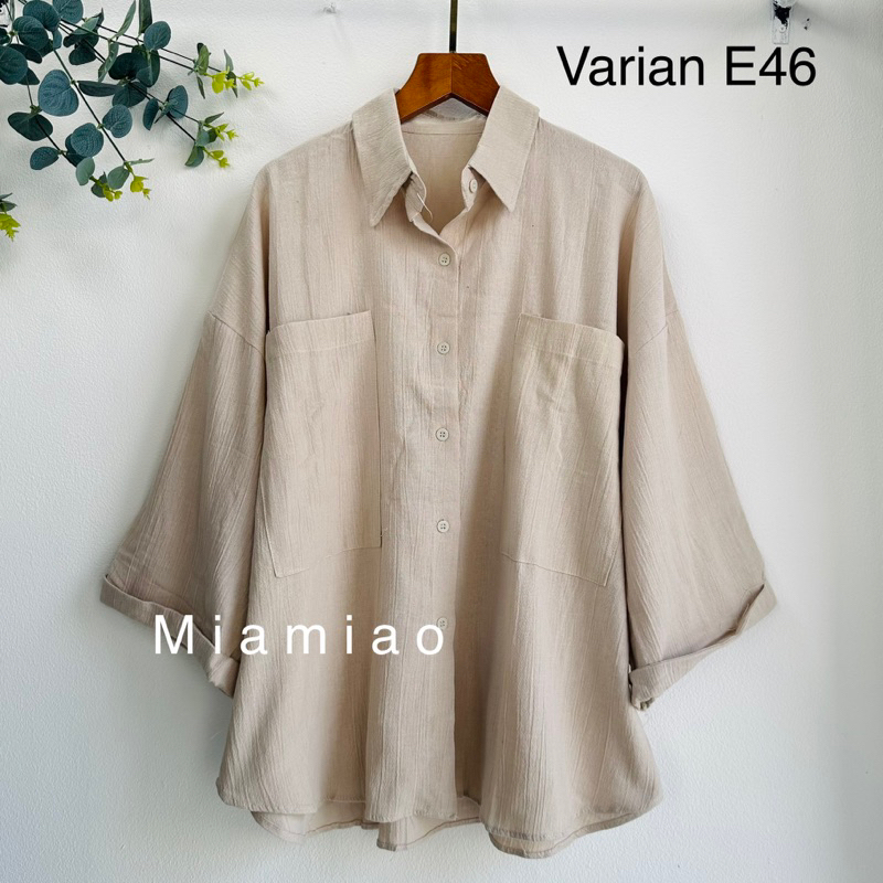 Kemeja Wanita Oversized | Kemeja Linen Crinkle