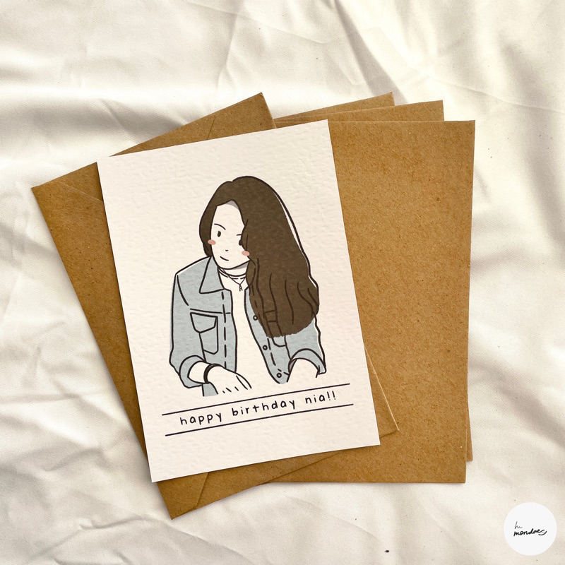 Kartu Ucapan / Custom Illustration Greeting Card / Ulang Tahun, Wisuda, Undangan