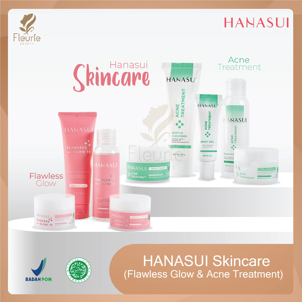 Hanasui Skincare Flawless Glow 10 Series / Acne Treatment Series - Skincare Hanasui Halal Original BPOM