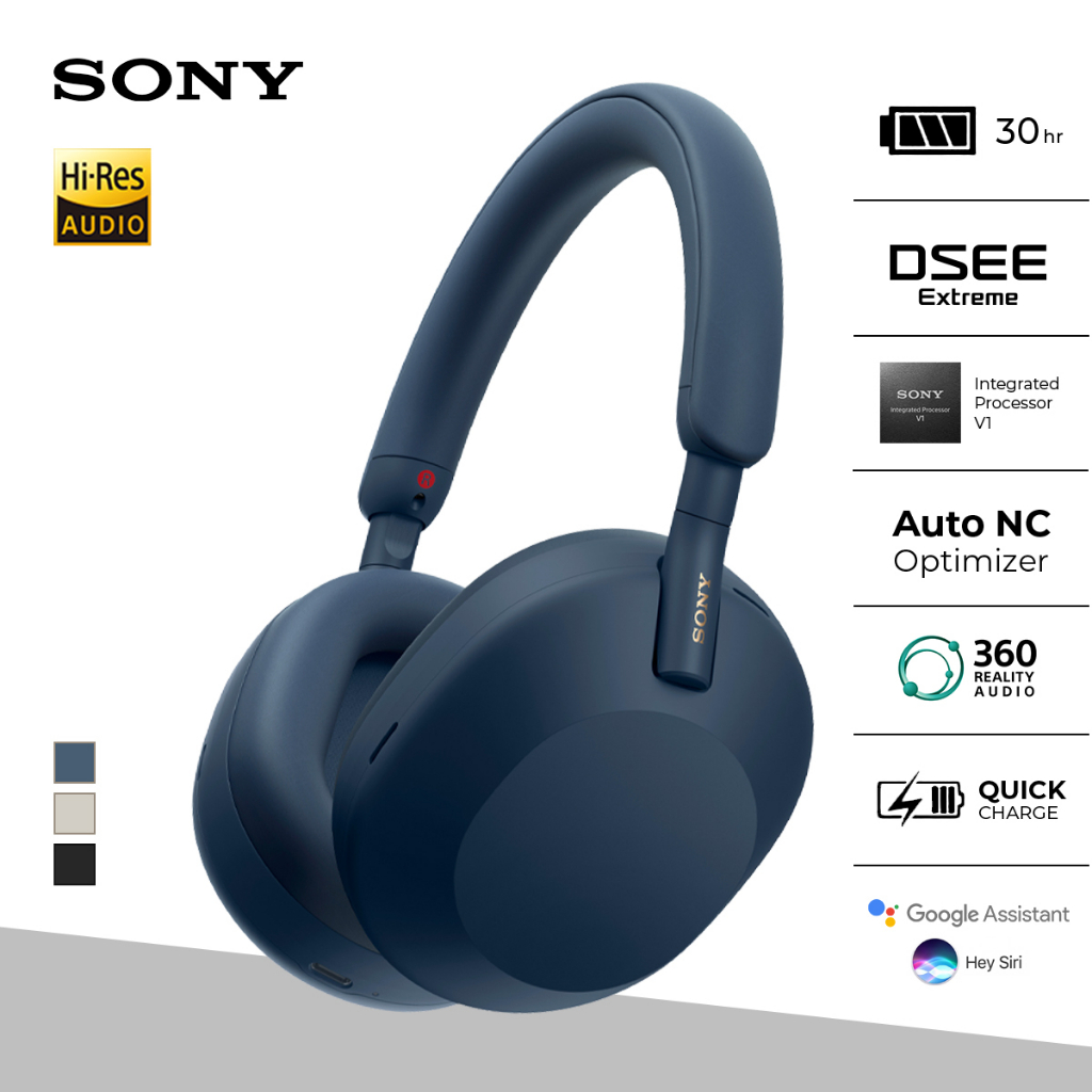 Sony WH-1000XM5 Headphones Wireless Noise Canceling Premium WH1000XM5 WH 1000XM5 For Android &amp; IOS - Blue