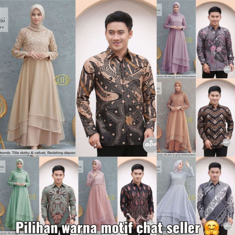 SET BELLE DRESS ORI COUPLE KEMEJA PREMIUM / CUSTOM ANAK & SUPER JUMBO / BAJU SERAGAM BATIK PASANGAN 