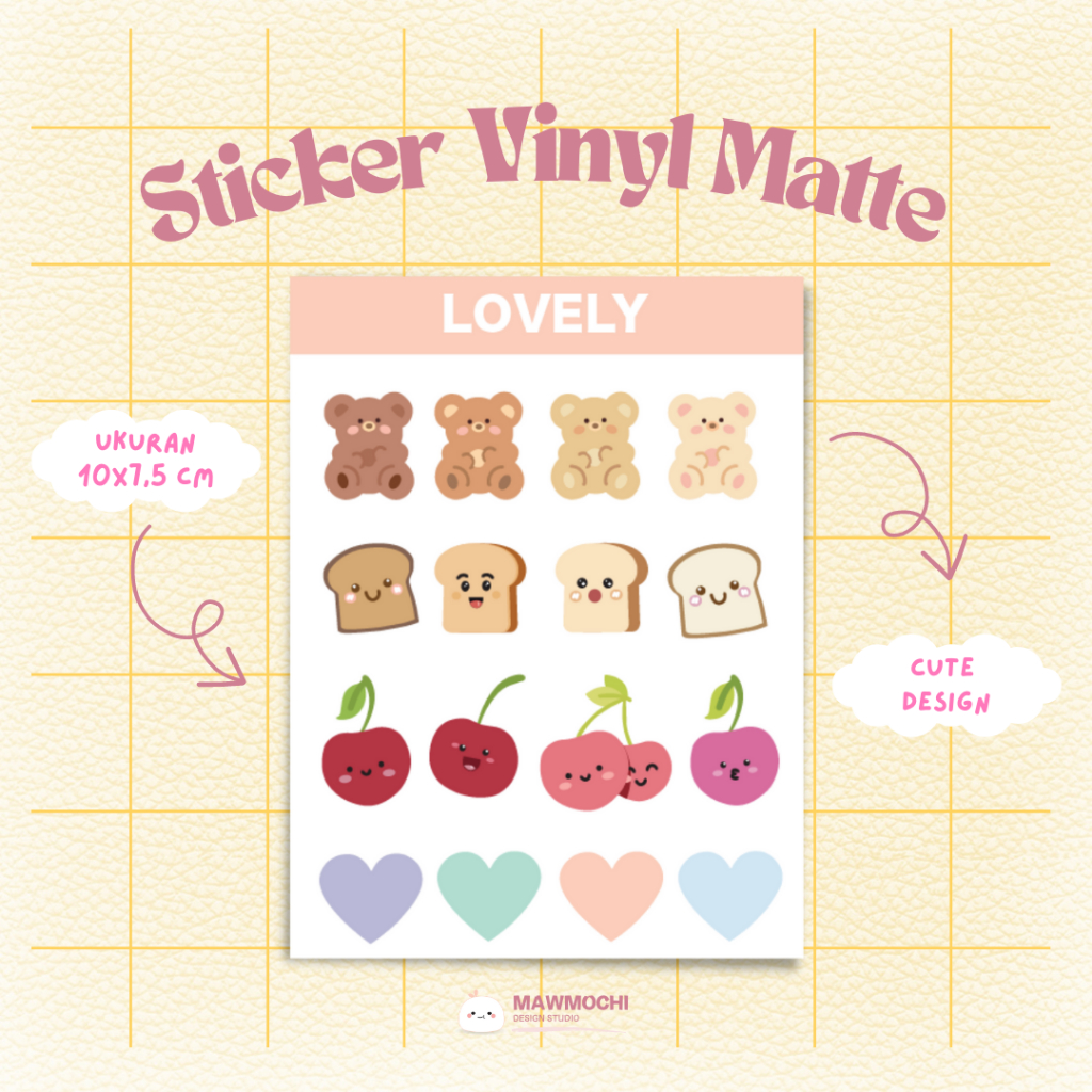 

Sticker Sheet Pack Aesthetic cute VInyl Anti Air Kiss Cut
