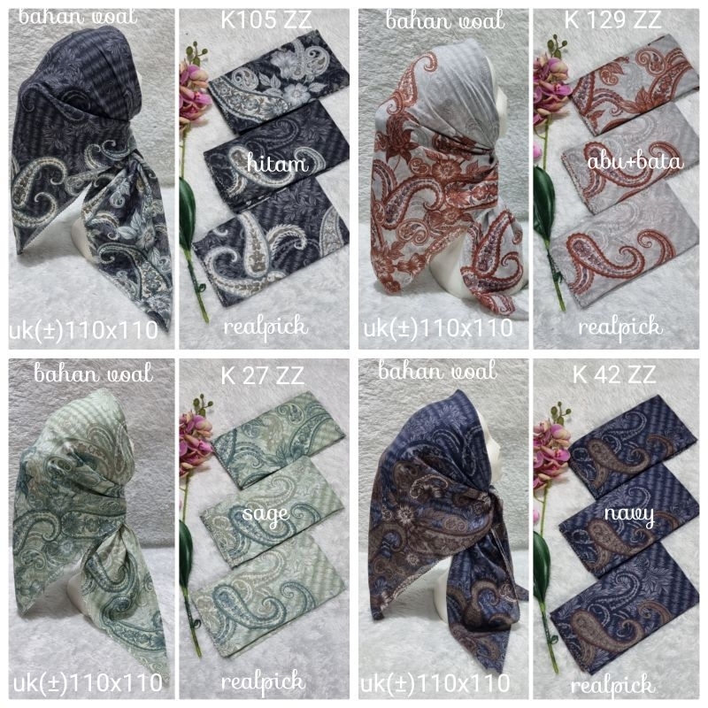 jilbab segi empat  motif voal motif lasercut denay motif voal motif premium (harga grosir partai)