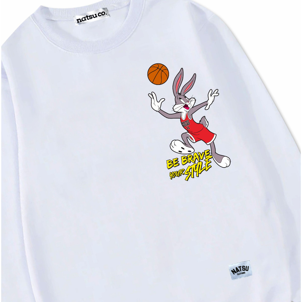 Natsu project Sweater Crewneck UNISEX Pria Wanita BUGS BUNNY NATSU SQUAD WHITE