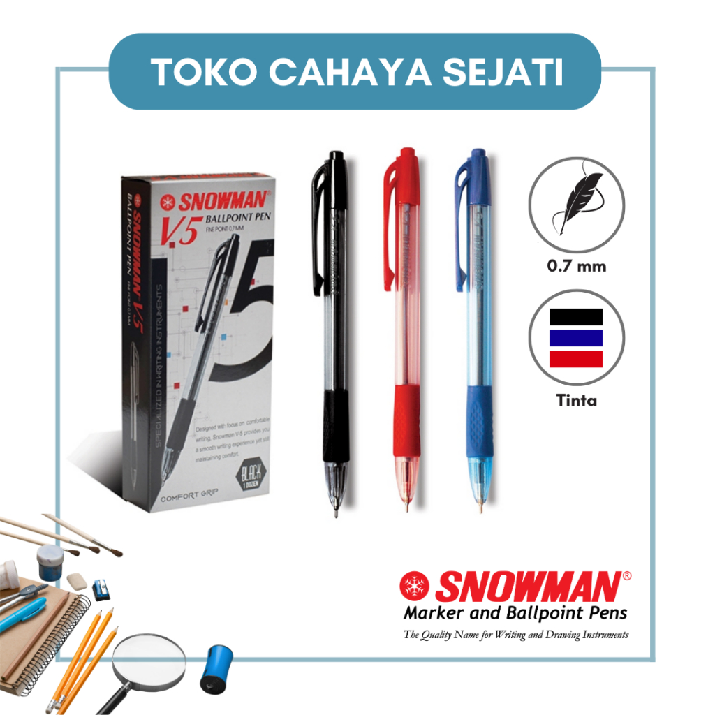 

Pulpen / Pen / Pena / Ballpoint - Snowman V5 0.7 mm (1 pcs)