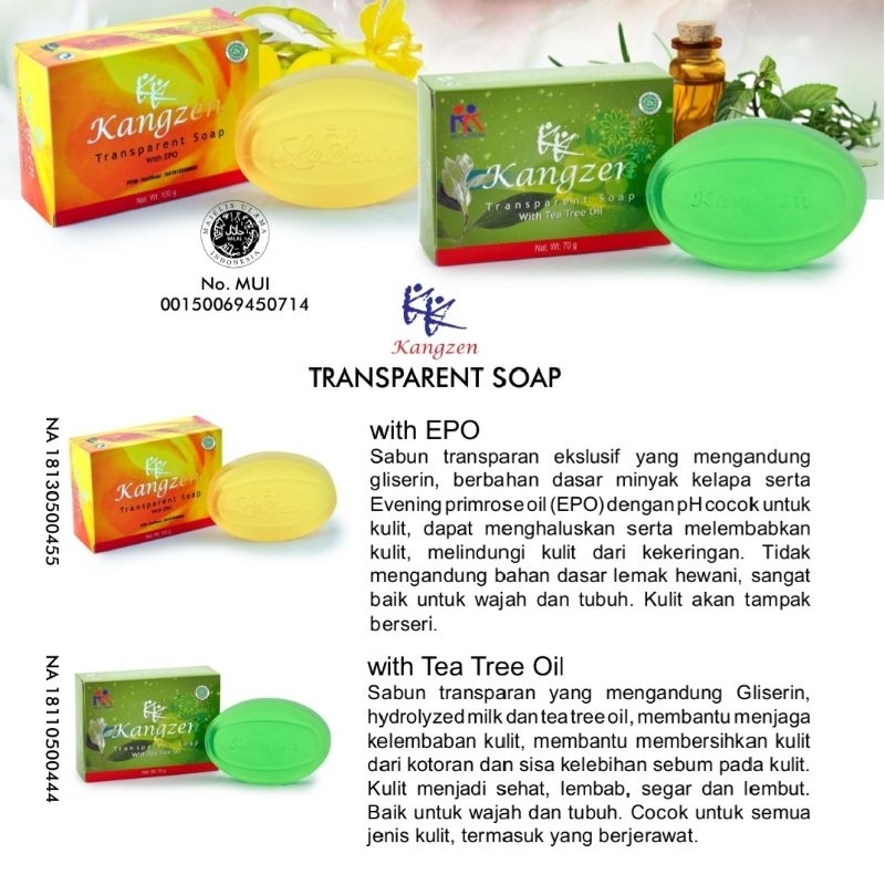 Paket Anti Jerawat Kangzen Transparant Soap With Tea tree oil Epo Medigel Natural Aloe Vera Original KK Indonesia