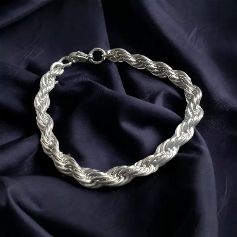 gelang tangan pria titanium warna silver mengkilap