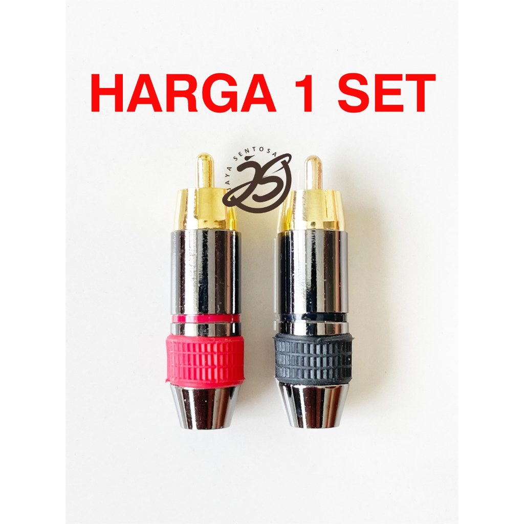 JACK RCA BLACK GOLD (1SET) SEPASANG (MERAH-HITAM) JACK RCA MALE BLACK GOLD METAL JACK AUDIO RCA BESI METAL