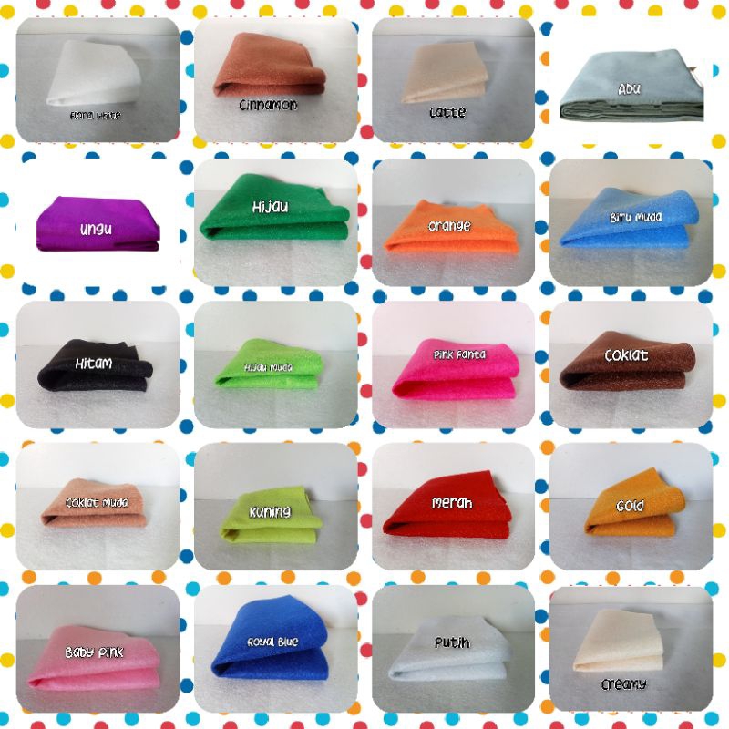 Kain flanel 23x25 cm lembaran / kain flanel DIY bahan craft / kain flanel boneka