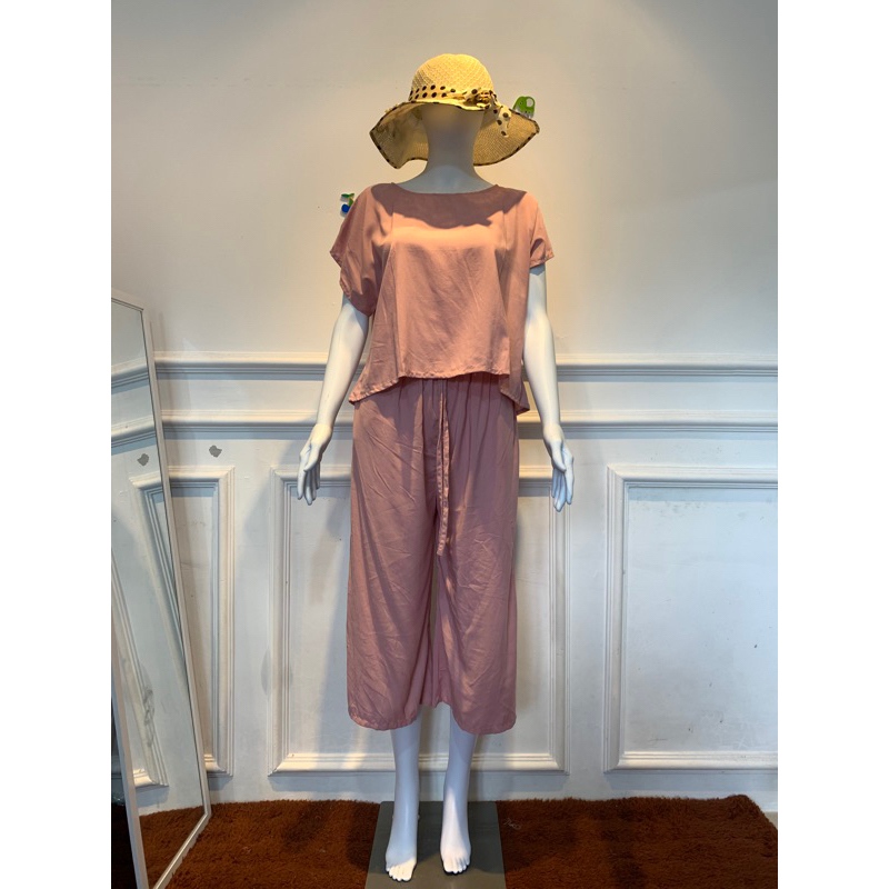 Set crop polos kulot