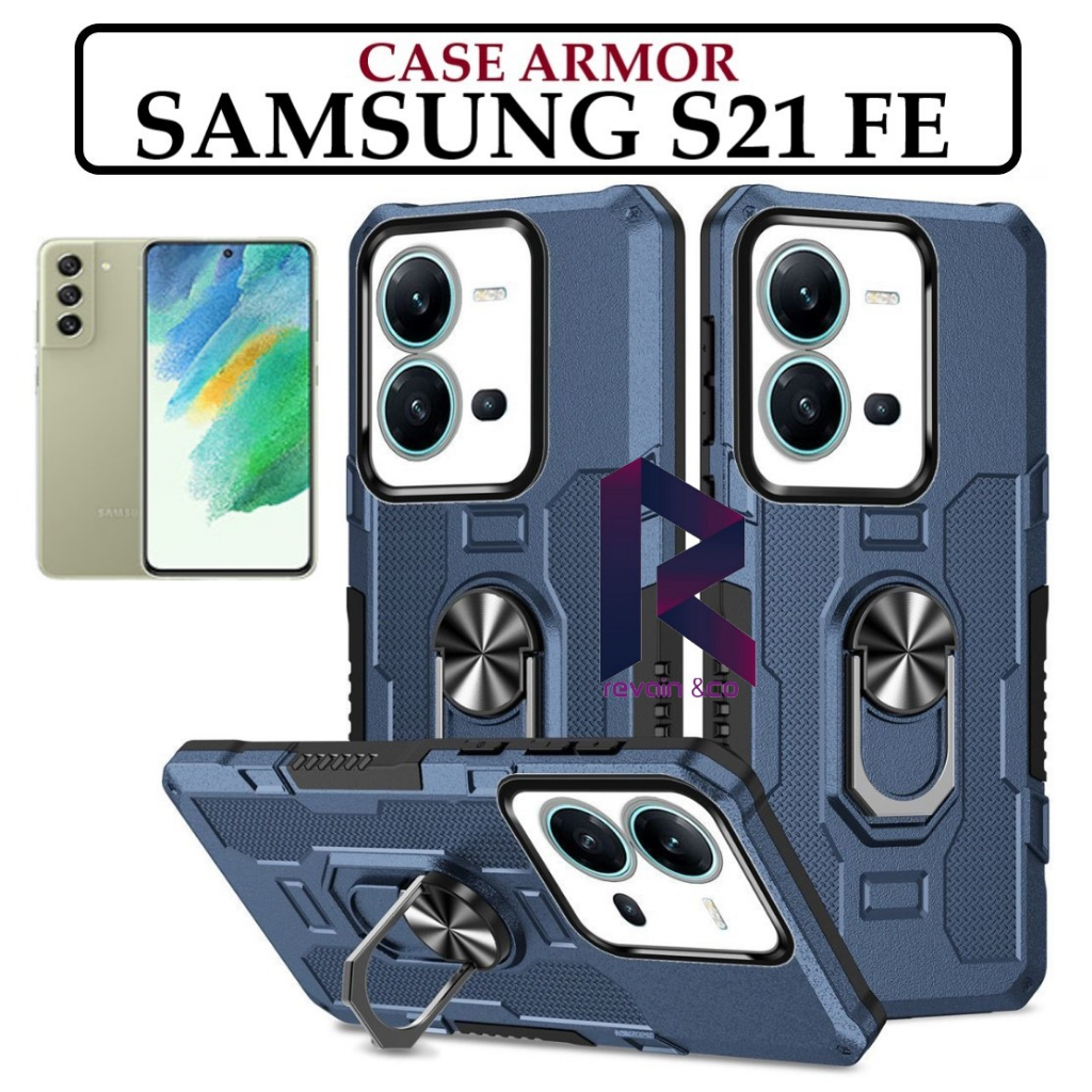 Case Armor SAMSUNG GALAXY S21 FE Iring Cincin Magnetic Kesing Hp Protect kamera Premium Hard Case Standing Robot Pelindung Kamera