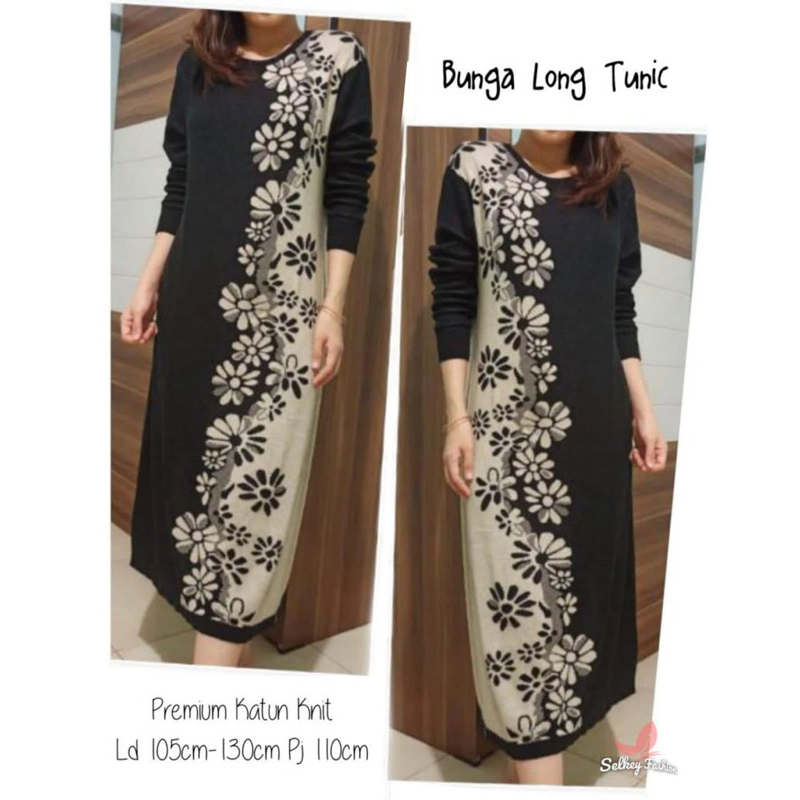 atasan rajut import kekinian bunga sweater korean style long tunik premium