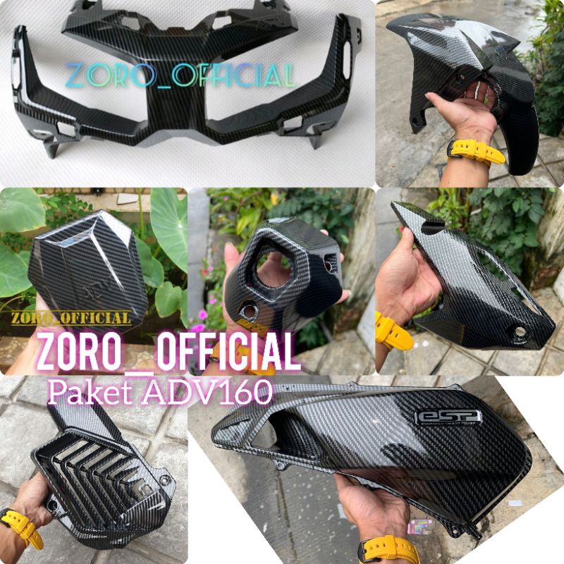 Paket Cover Carbon ADV160 Spakbor Depan / Tutup Filter / Tutup Radiator / Tutup Knalpot / Tutup Radi