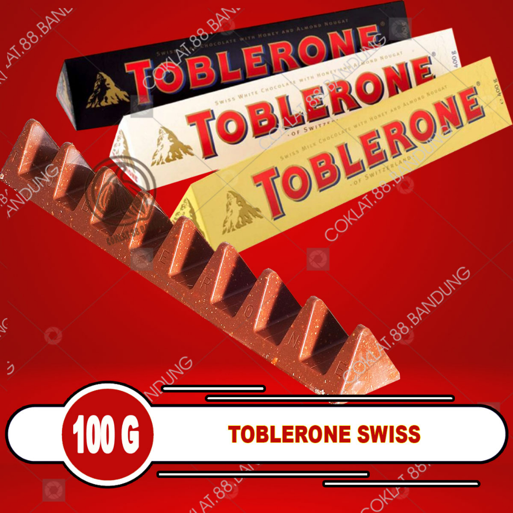 

TOBLERONE 100GR SWISS, TOBLERONE 100 GRAM MILK DARK CHOCOLATE, COKLAT TOBLERON 100G SWITZERLAND