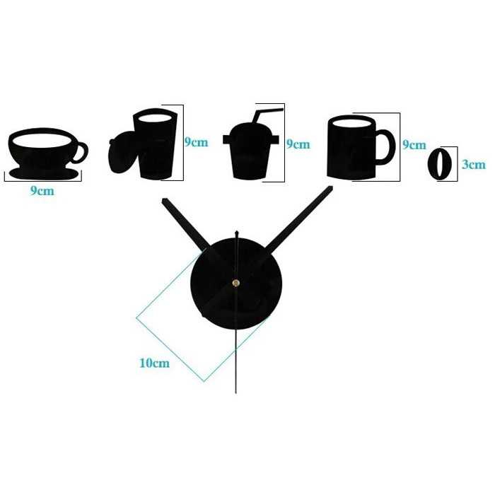 Jam Dinding Aesthetic Dapur Cafe Kedai Kopi DIY Giant Wall Clock Model