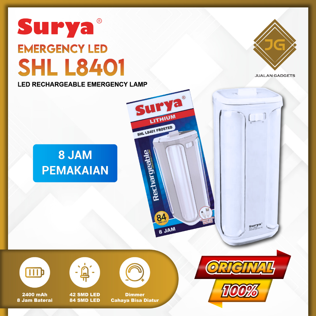 Lampu Darurat LED SURYA SHL L8401 Emergency Lamp Rechargeable