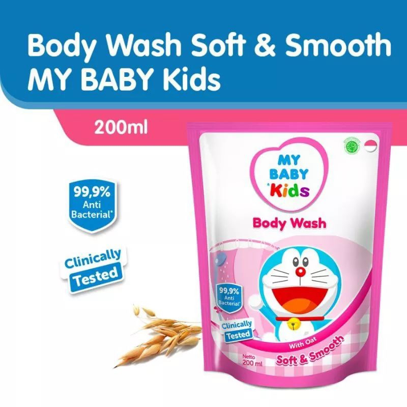 My Baby Kids Body Wash Soft & Smooth Refill 200  mL/ My Baby Kids Body Wash Pink Doraemon Refill 200